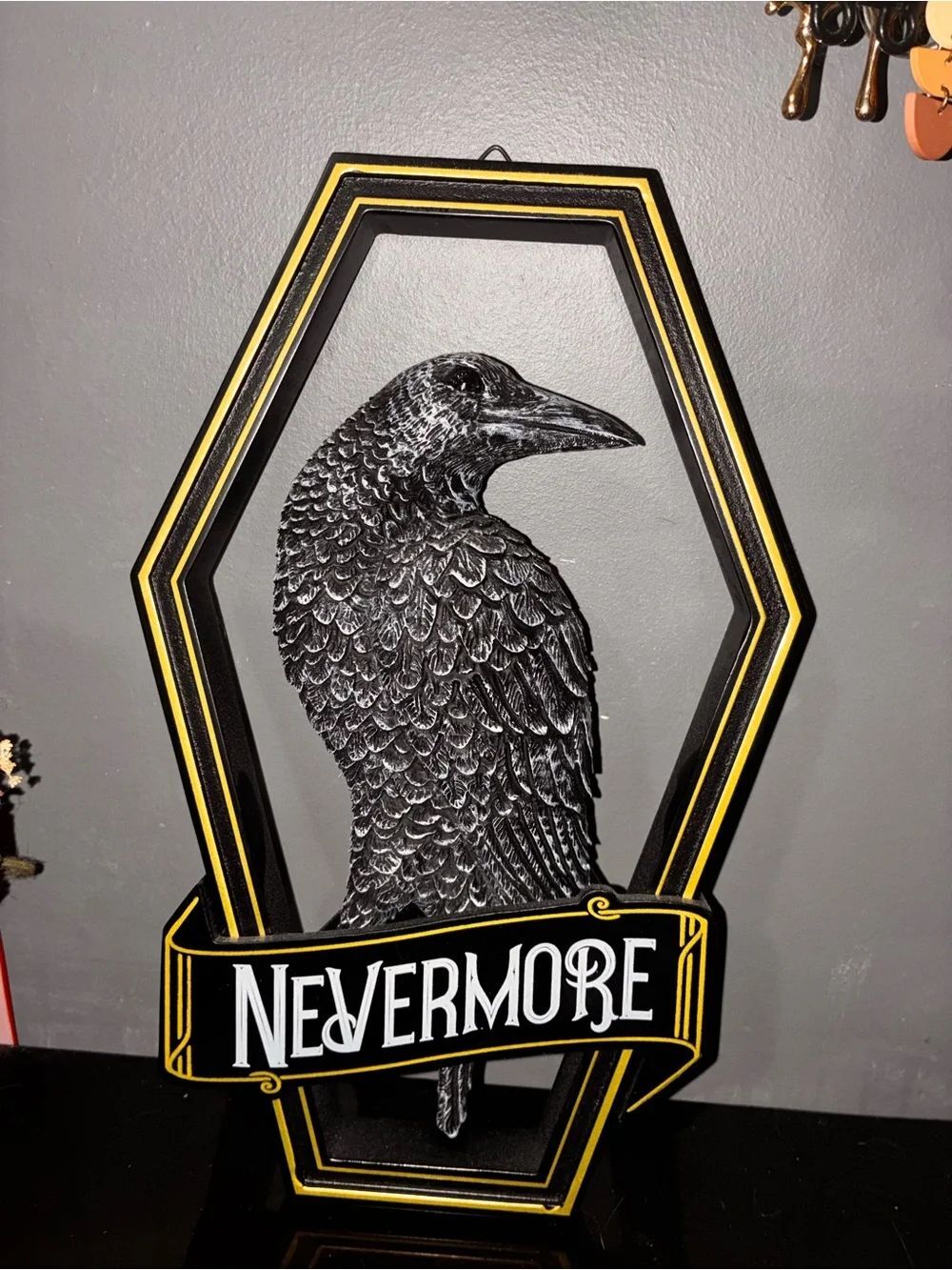 Nevermore Raven Wall Decor in Black and Yellow